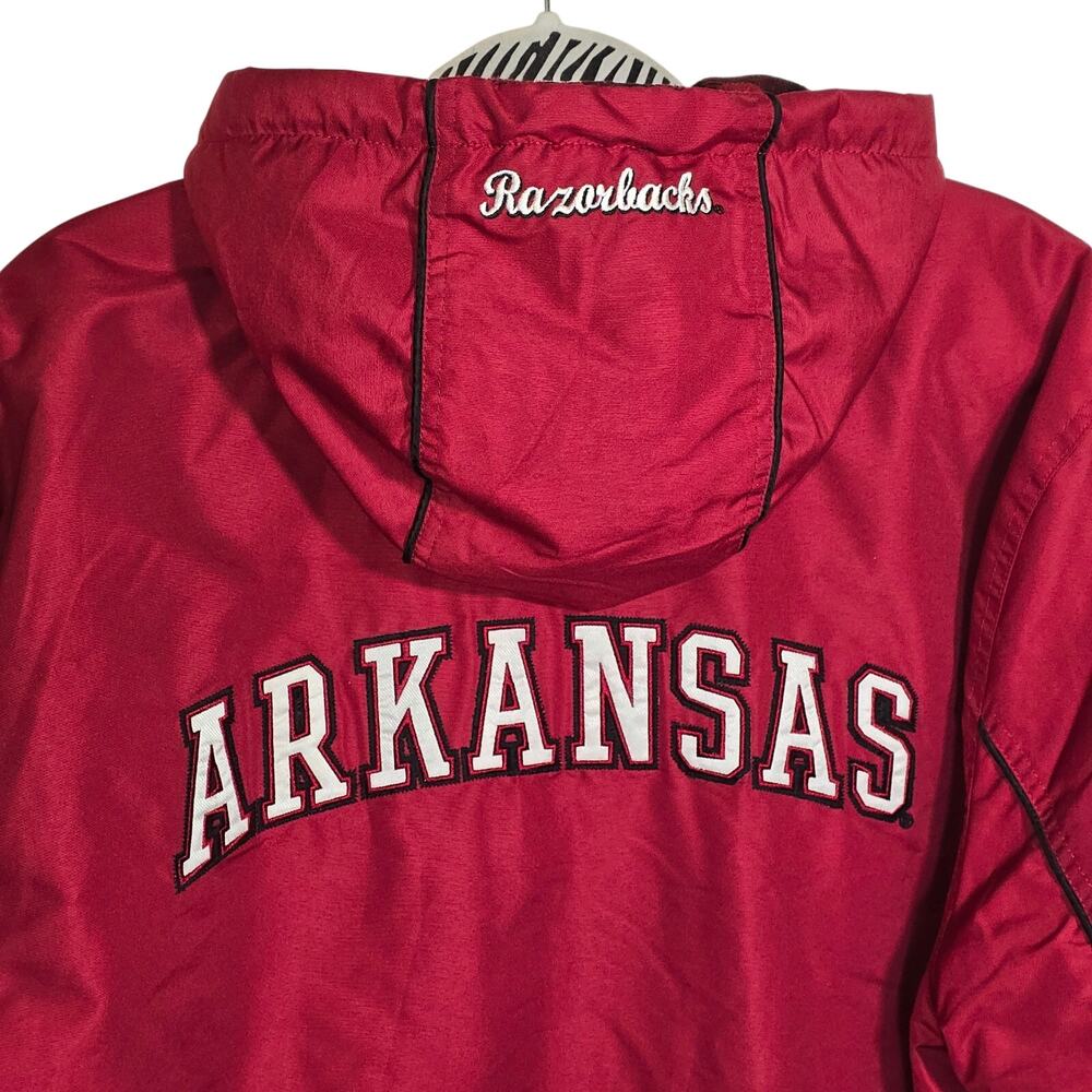 Vintage Arkansas Razorback Full Zip Puffer Jacket NCAA Crable Flannel Lined Med - Picture 6 of 9